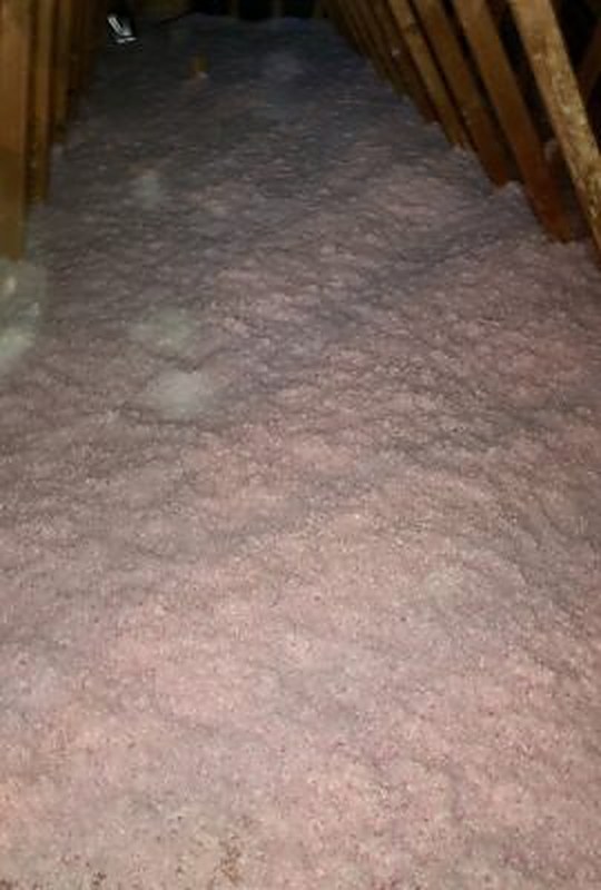 Blown-in attic insulation, even coverage
